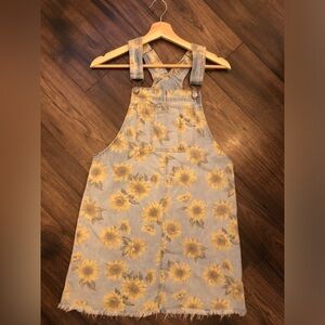 AE | S | Blue and Yellow Sunflower Overalls